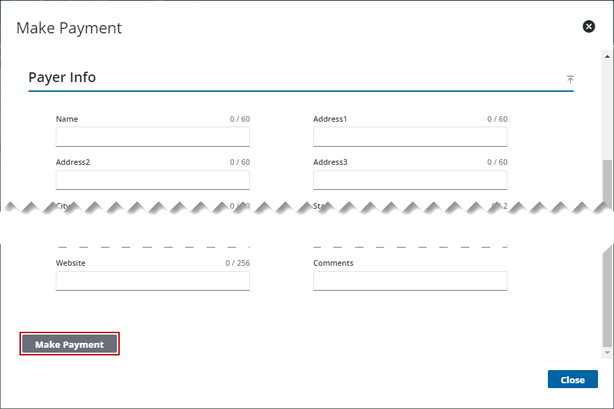 Image of Escrow Payment Make Payment with Payer Info expanded and Make Payment highlighted