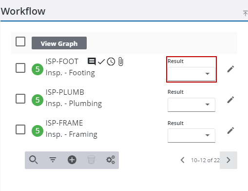 Image of Workflow panel with Result highlighted
