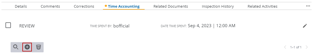 Image of Task Manager Results panel with Time Accounting section open and Add record highlighted