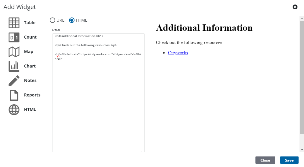 Add an HTML Widget