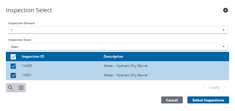 Select Inspection Edit Multiple Inspections