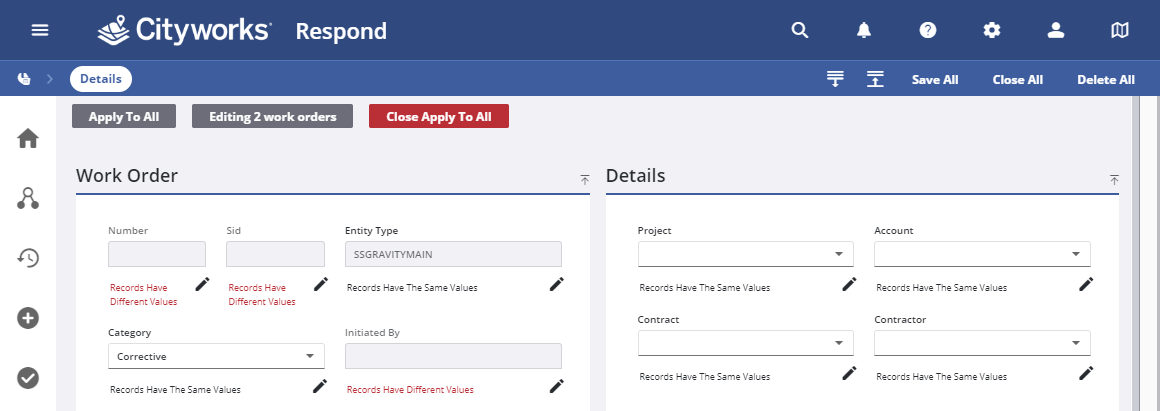 Edit Multiple Work Orders
