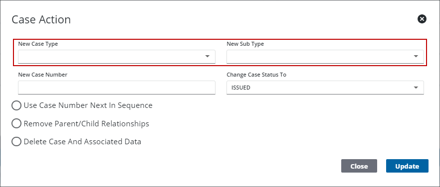 Change the Case Type and Subtype