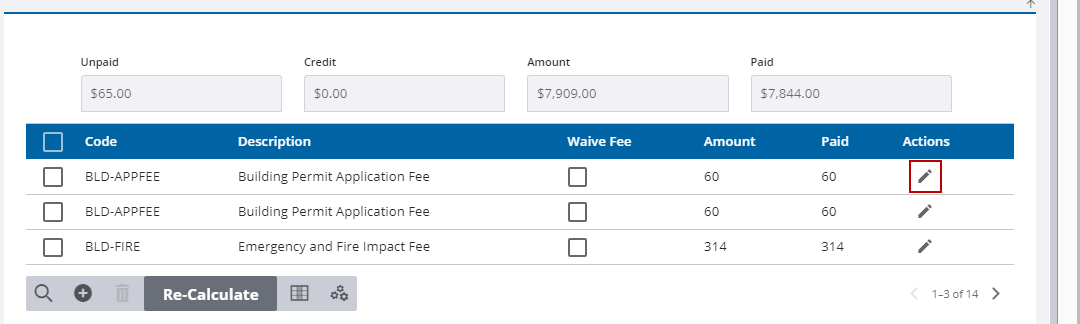 Edit a Fee