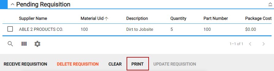 Print Last Requisition Transaction Created