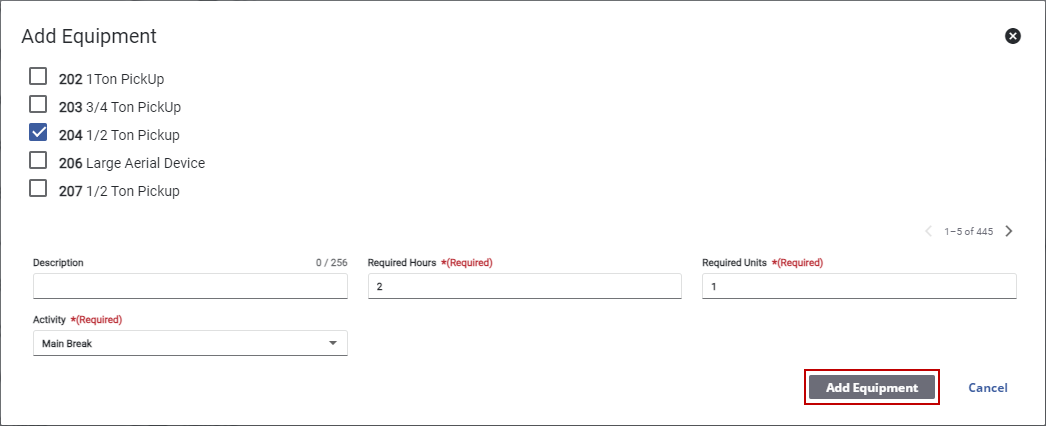 Add Equipment to a Material