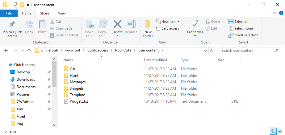 User content folder