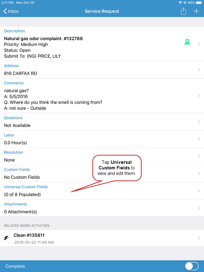 View or Edit Universal Custom Fields