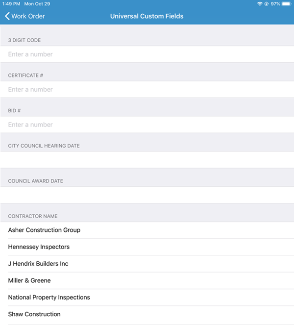 View or Edit Universal Custom Fields