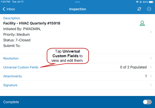 View or Edit Universal Custom Fields