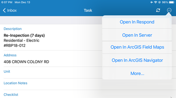 Open a PLL Task in ArcGIS Field Maps