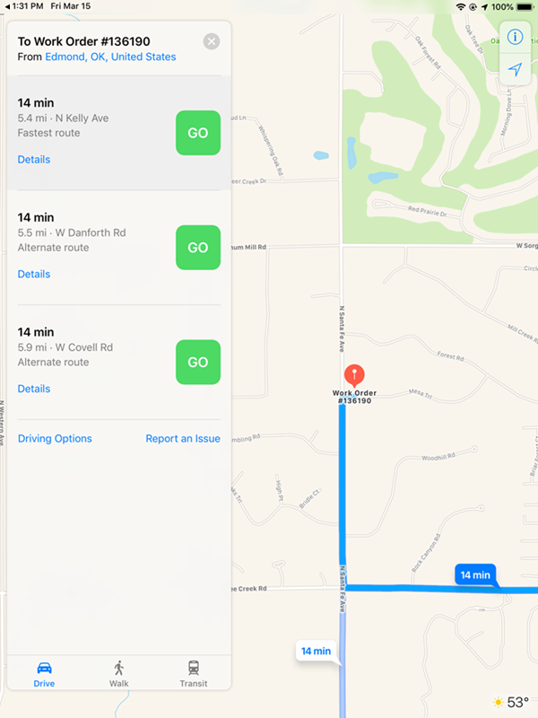 Navigate to the Work Order Address